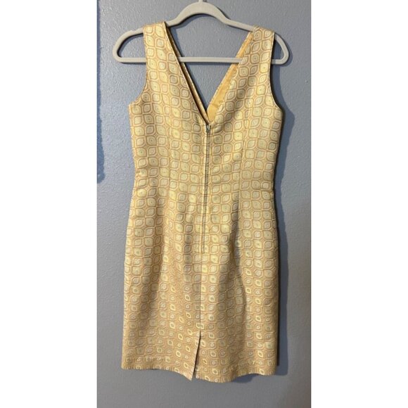 J Crew Silk Cotton Gold Yellow Dress 6 Stretch Career Church Party Wedding Date - Picture 5 of 6